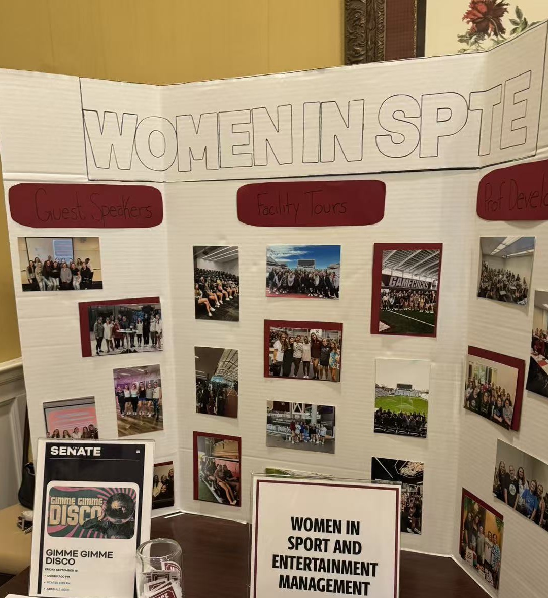Women in Sport and Entertainment Management display at the 2025 HRSM Beach Bash